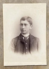 Old Antique Cabinet Card Photo Young Debonair Man Teen Boy in Nice Suit & Tie