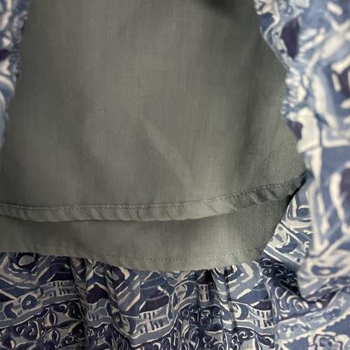 Chaps A-Line Tiered Long Skirt Size 14 Blue Floral Prairie Cotton Maxi - Picture 3 of 5