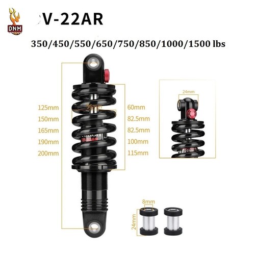 DNM BURNER-RCP2S MTB DH Bike Rear Shock 200mm 550 lbs, Red Coil