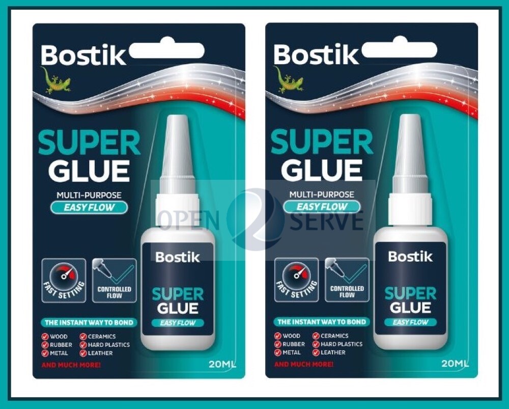 2xBostik Super Glue Liquid- Easy Flow | Fast Acting | Multipurpose | Strong-20ml