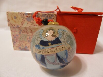 CHRISTMAS BALL ORNAMENT HAND PAINTED GLASS 1992 WILLITTS DESIGN #24026 ANGEL