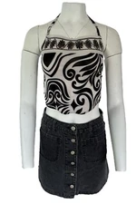 Womens Boho Halter Neck Crop Top Summer Beach Holiday - CRTOP95