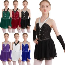 Kids Girls Dance Dress Sparkling Leotard Gymnastic Sleeveless Tulle Competition