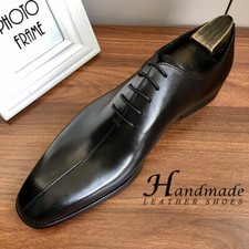 British Lace Up Formal Shoes Mens Genuine Leather Handmade Business Casual Shoes