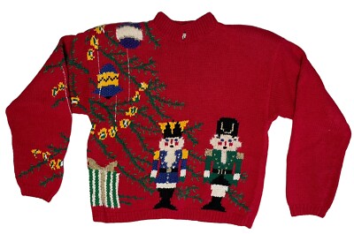 Bechamel Nutcrackers Christmas Tree  Embroidered Beaded Sweater