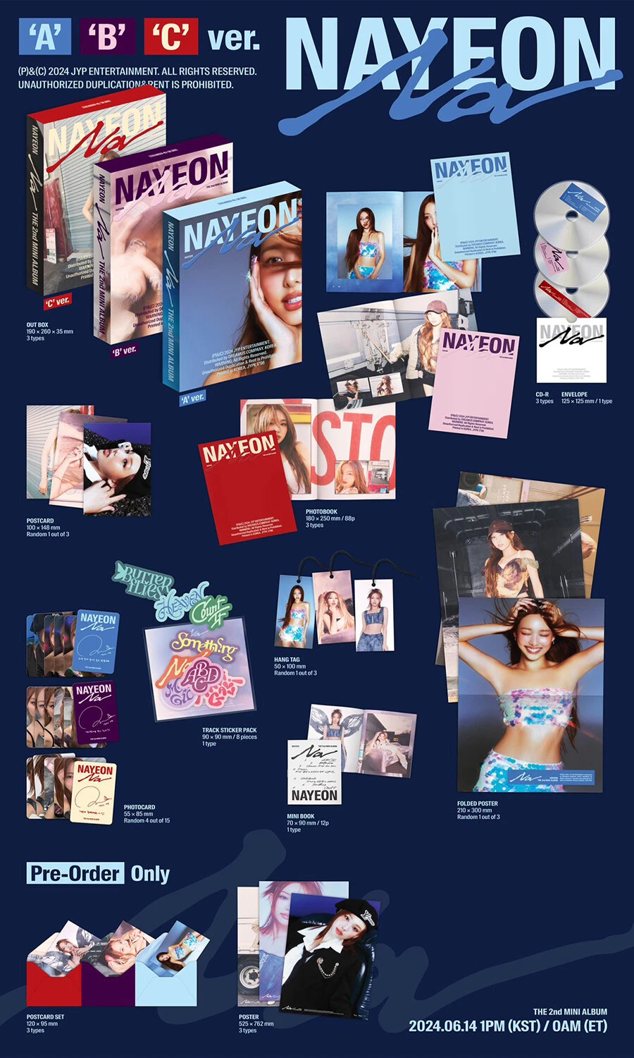 TWICE NAYEON [NA] 2nd Mini Album CD+2 Book+5 Photo Card+Hang Tag+