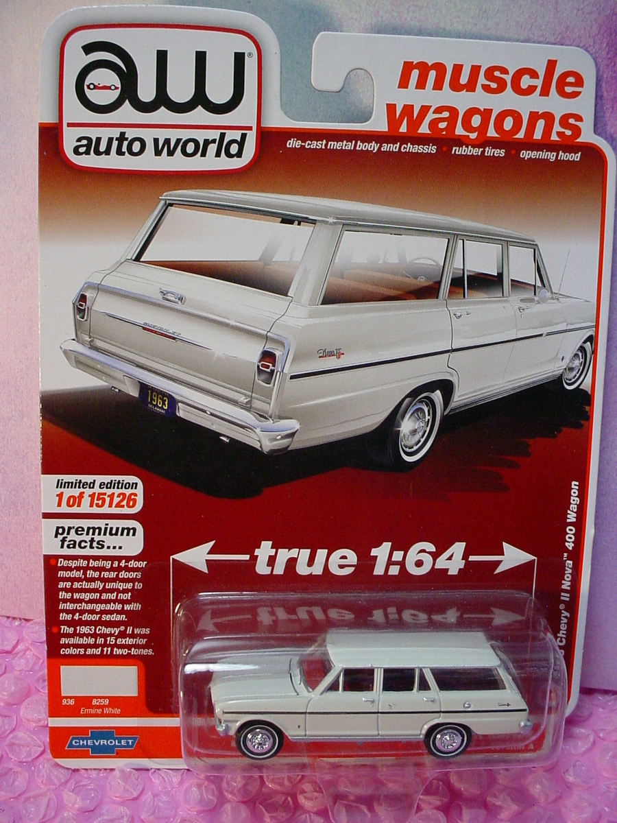 Auto World 1963 CHEVY II NOVA 400 WAGON #5∞Ermine White∞MUSCLE