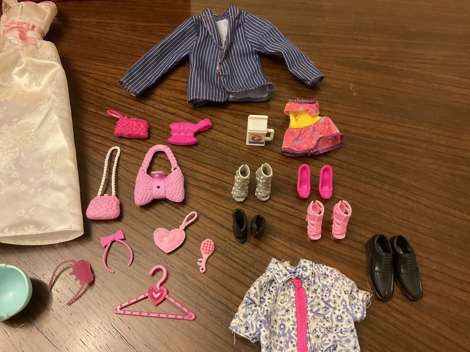 Mattel Барби шкаф гардероб розовый и черный чехол для переноски с одежды обувь * хорошо - Изображение 2 из 4