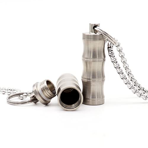 2 Pack Titanium Mini Pill Case Pendant Necklace Waterproof Pill Holder Container - Picture 7 of 7