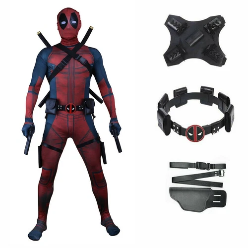 Erwachsene Deadpool Kostüm Zentai Body Cosplay Anzug Maske Halloween Requisite Overall - Bild 2 von 29