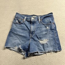 Levi  s High Rise Shorts Medium Wash Distressed Size 28 EUC