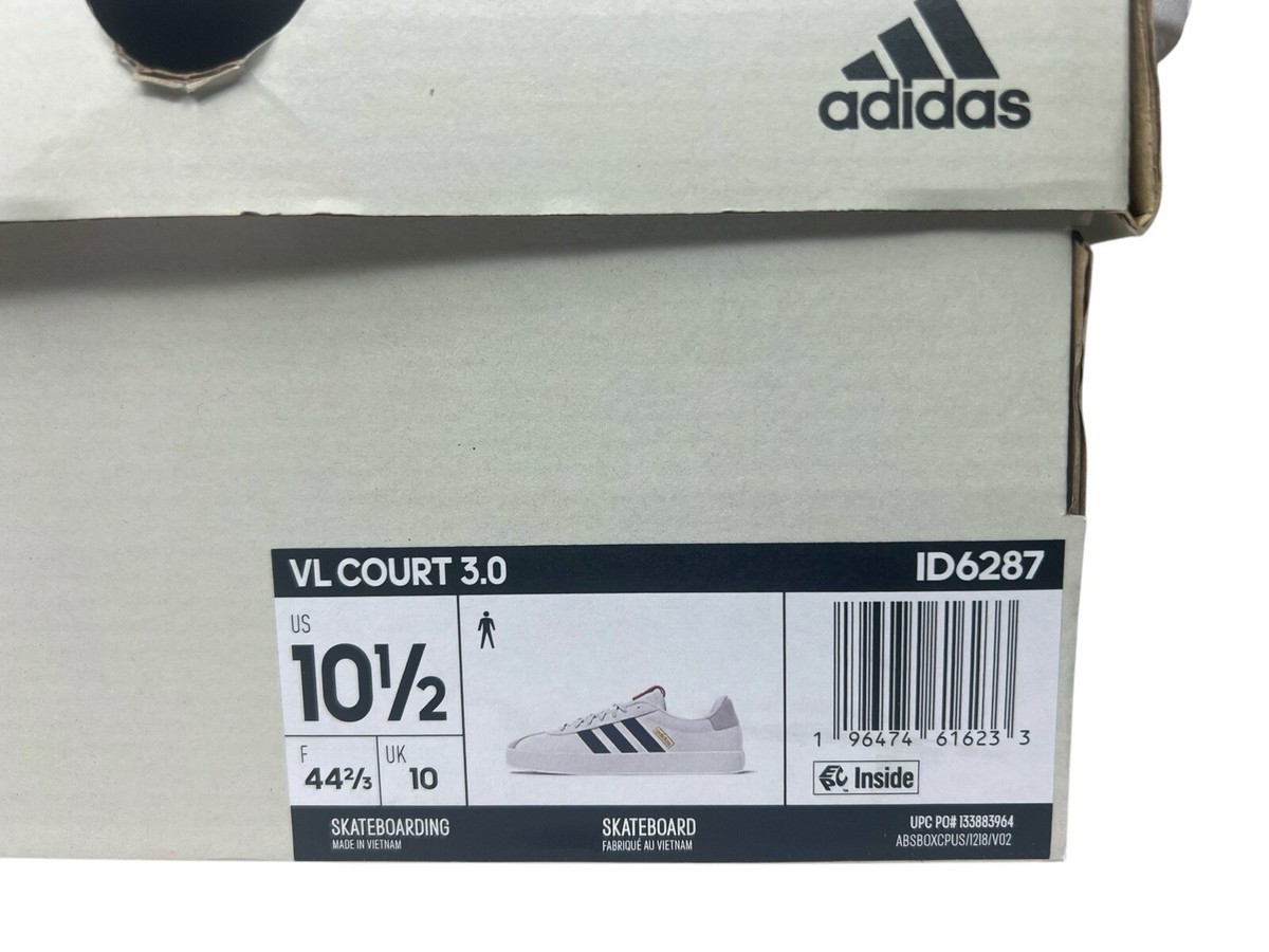 Adidas VL Court 3.0 White Navy Blue Stripes Men's 10.5