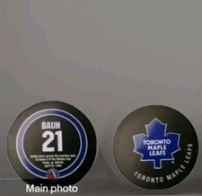 BOBBY BAUN STANLEY CUP STATS HOF PUCK RARE NHL OFFICIAL TORONTO MAPLE LEAFS