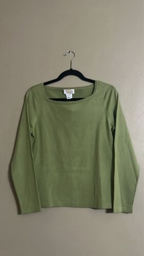 Talbots Sweater Sz MP Silk Blend Quiet Luxury Preppy Office Square Neck Career