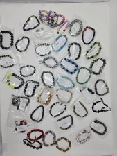 43 BULK  ASSORTED BEAD BRACELETS LOT VARIOUS SIZES AND STYLES. 