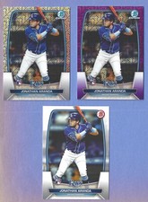 3 JONATHAN AMANDA 2023 BOWMAN RC CARDS #28 CHROME MOJO & PURPLE MOJO /250 + BASE