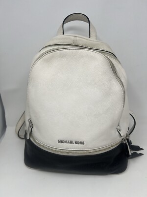 Michael Kors Rhea Color-Block Logo Backpack Black White (off  display picture 2