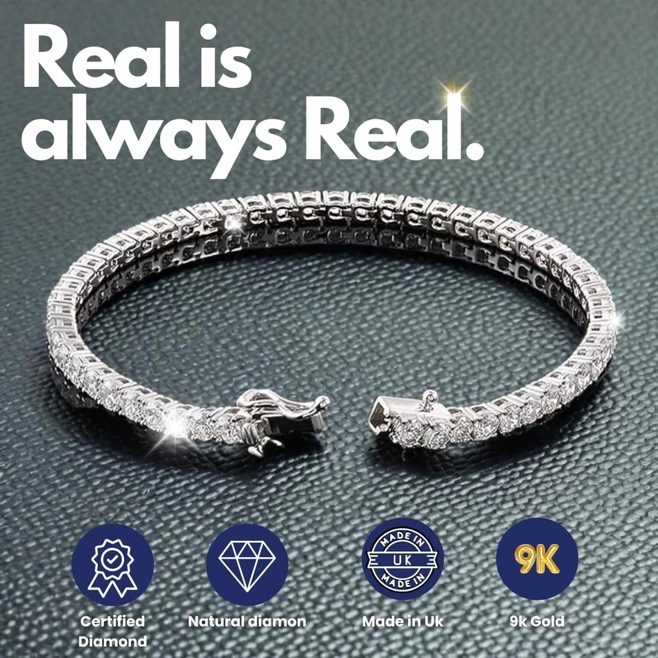 Sale! 2.75 Ct Natural Round Cut Diamond Tennis Bracelet Uk Hallmark White Gold - Image 3 of 4