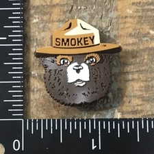 Vintage Smokey The Bear Head Face Hat Plastic Lapel Pin 1980s