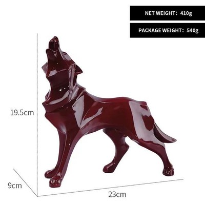 Figurine Animal Wolf Resin Multicolor Modern Medium Geometric Carved Decor