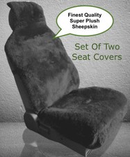 Sheepskin Seat Covers Seat Wraps Two Plush Top Quality Black Or Steel Gray Sheepskin Seat Covers Seat Wraps Two Plush Top Quality Black Or Steel Gray