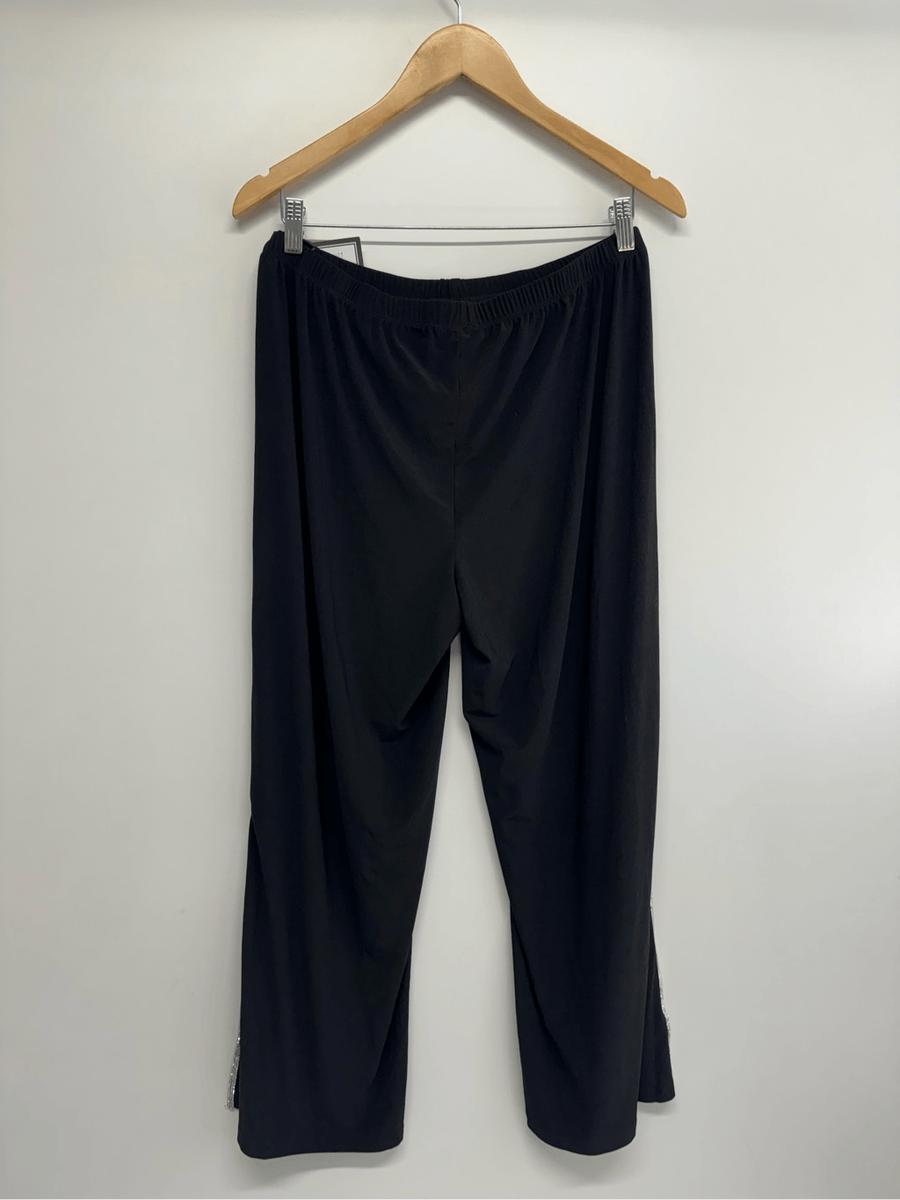 MSK Wide Leg Pants Size XL Petite Black Rhinestone Elastic