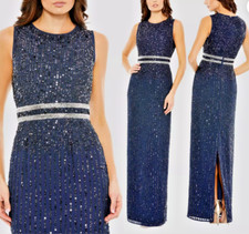 Mac Duggal Sequined High Neck Column Gown Dress Sz 10  midnight  $498  *1566