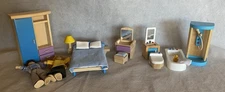 Plan Toys Bedroom And Educo Hape Bathroom Dollhouse Miniature Wooden Lot of 18