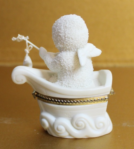 Dept 56 Snowbabies. "Rock a Bye Baby" White & Gold Hinged Trinket Box. - Picture 3 of 6