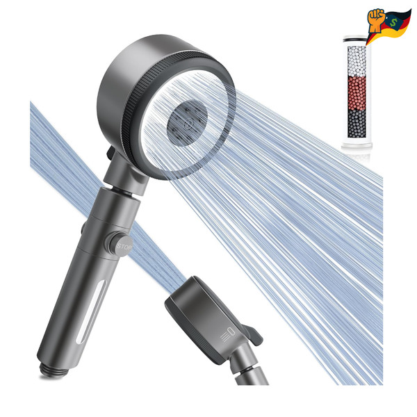 Magichome Hochdruck Duschkopf 6 Strahlarten 360 Dreh Filter-image