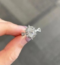 Lab-Grown 3.30 Ct Oval Cut White Diamond Engagement Ring 925 Sterling Silver