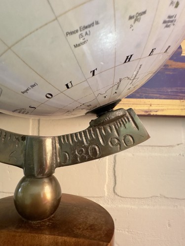 Drexel Heritage Brass with Wood Base Desktop Decorative World Globe India 16" - Picture 7 of 16