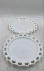 Vintage Anchor Hocking White Milk Glass Lace Edge Serving Platters Lot Of 2