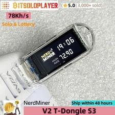 NerdMiner V2 T-Dongle S3 BTC Solo Miner 73Kh/s Bitcoin Mining Lotto Machine