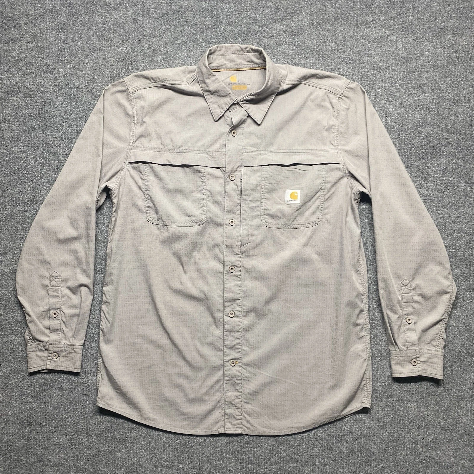 Carhartt Force Relaxed Fit Fishing Shirt Mens Large Gray Ripstop Vented Large
