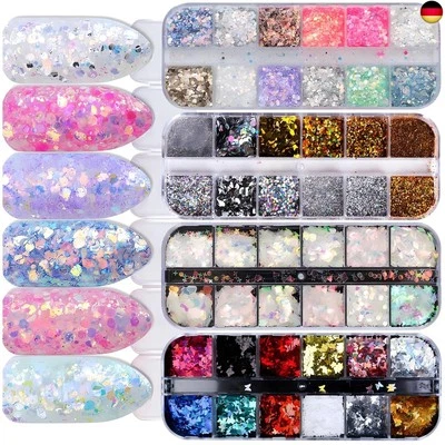 MARKE CAILIYA 48 Farbe Nagel Pailletten Glitter, Nail Art Strassstein glitzer für gesicht