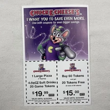 Chuck E- Cheese Coupon. From 2010 MINT Condition.