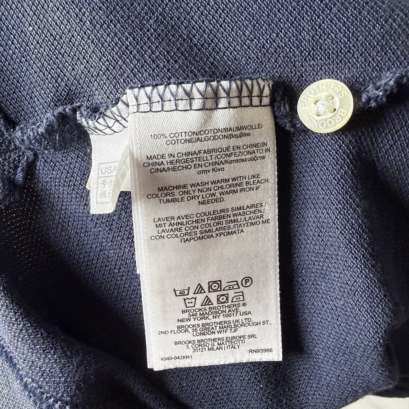 Brooks Brothers 1818 Men's Navy Polo Shirt with Embroidered Logo Size XL Gold thumbnail 4