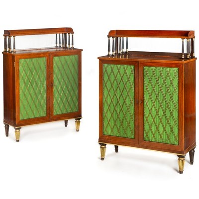 Pair of English Regency Rosewood Chiffoniers Cabinets Bookcases ca. 1810