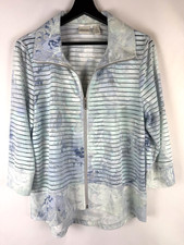 Chico's Zenergy Sheer Stripe Floral Hi-Lo Full Zip Jacket Size 1- Medium M