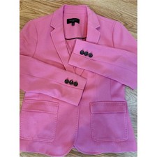 Talbots Petites Womens 2P Pink Textured Basketweave One Button Peplum Blazer Jac