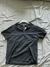 DKNY Men's Black Polo Shirt - Short Sleeve - Zip Collar - Size: L - NWT