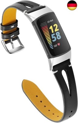 Armband Kompatibel mit Fitbit Charge 6/Charge 5 Lederarmband Echtes Leder