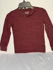 Toddler Boy's Jumping Beans Red Thermal Shirt, Long Sleeve Henley Top Size 5T