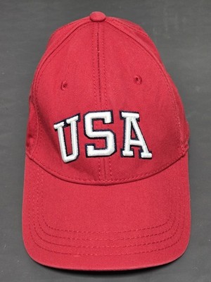 USA Strapback Hat Cap Red One Size Adjustable Patriotic Highland Outfitters