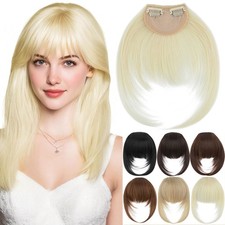 Cute Thick Neat Bangs Hair Extensions Clip in on Fringe Front Hairpiece AS Human