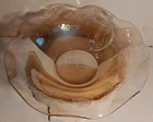 Vntg JEANNETTE IRIS & HERRINGBONE MERIGOLD CARNIVAL GLASS RUFFLED 10" Bowl