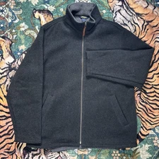 Woolrich Wool Knit Full Zip Bomber Jacket Gray Large Outdoor Hunting Coat USA