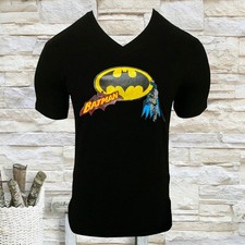 NWT BATMAN CLASSIC LOGO RETRO SUPERHERO COMICS MEN'S V NECK SHORT SLEEVE T-SHIRT