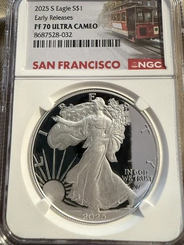 2025-S $1  Proof Silver Eagle NGC PF70 UCAM Early Release  ;; San Francisco